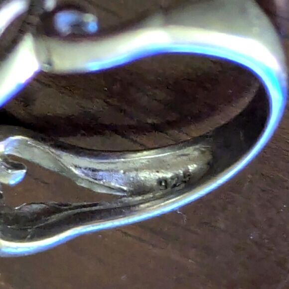 RJ Graziano Size 6 925 Sterling Silver Cutout Leaf Evil Eye Pattern Ring - Picture 6 of 7